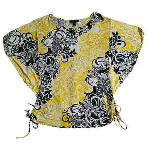Floral Yellow and Black Women's Top | Size Small